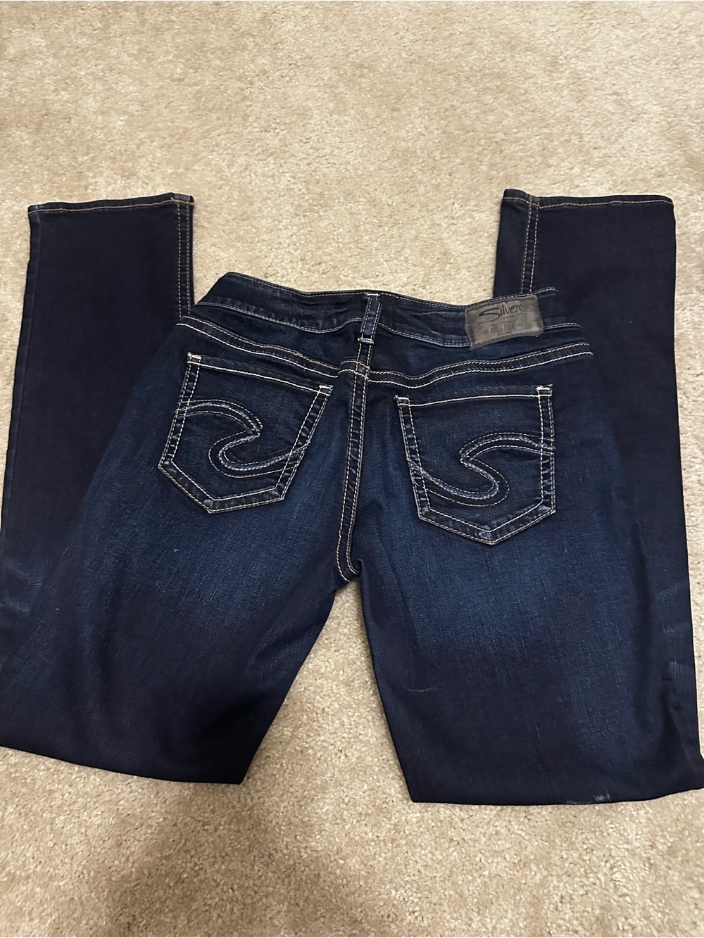 Silver Suki Straight Jeans Women's Dark Blue Jeans